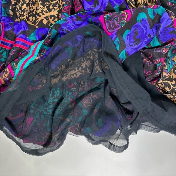 Vintage Judith Ann Creations 100% Silk Floral Patterns Embellished Maxi Dress M - Picture 8 of 16